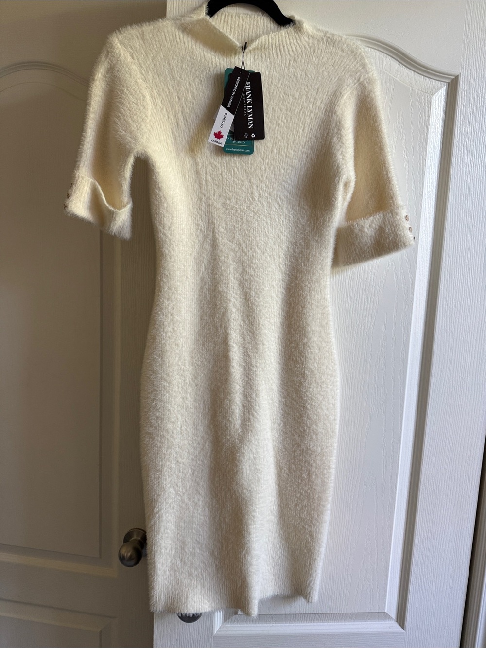 Frank Lyman Design Ivory Short Sleeve Knit Midi Dress